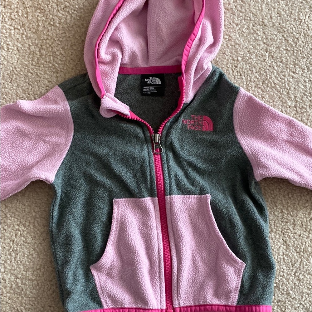 The North Face Kids Pink and Gray Hoodie